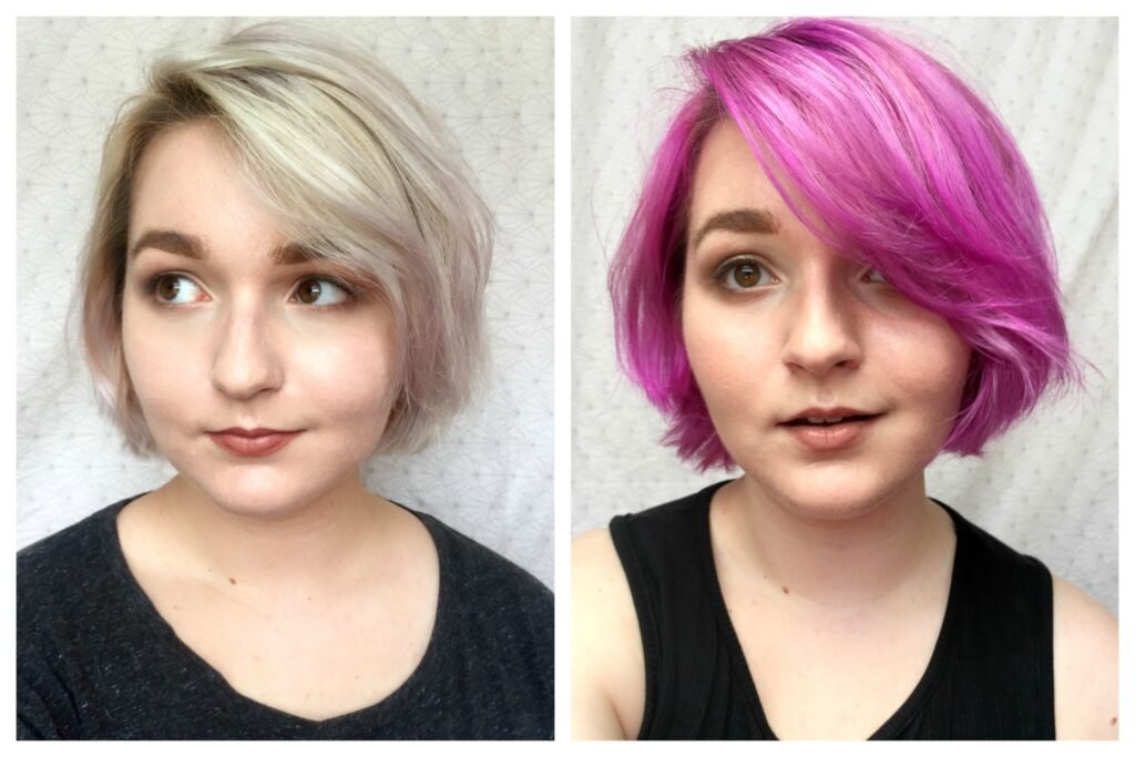 adore hair dye before and after image for pink hair color